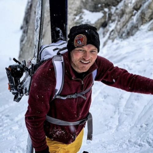 Chris Cunningham skiing in France