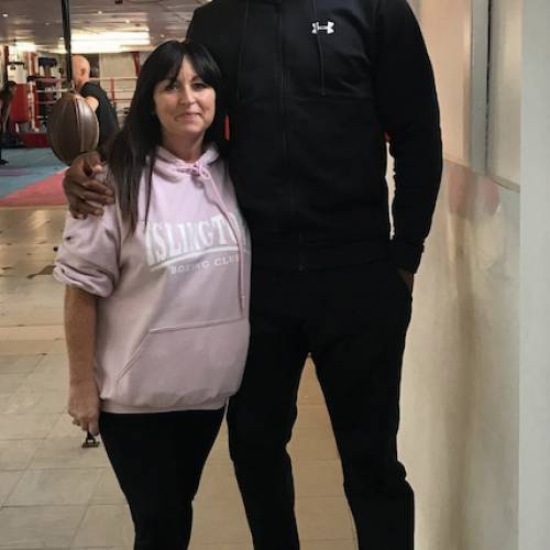 Jackie Hagland with Anthony Joshua (WBA, IBF, WBO, IBO Title Holder)