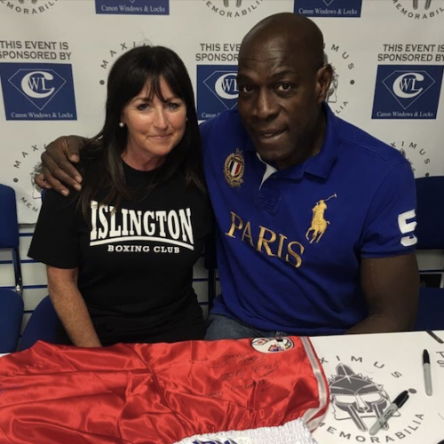 Jackie Hagland with Frank Bruno (Former professional boxer)