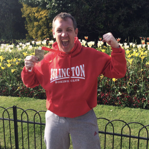 Jason Kinsella after completing the London Marathon