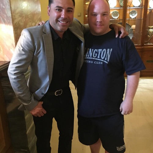 Reggie Hagland with Oscar De La Hoya (Former professional boxer having won the WBO and WBC Title)