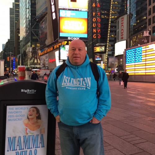 Lenny Hagland in Time Square, New York